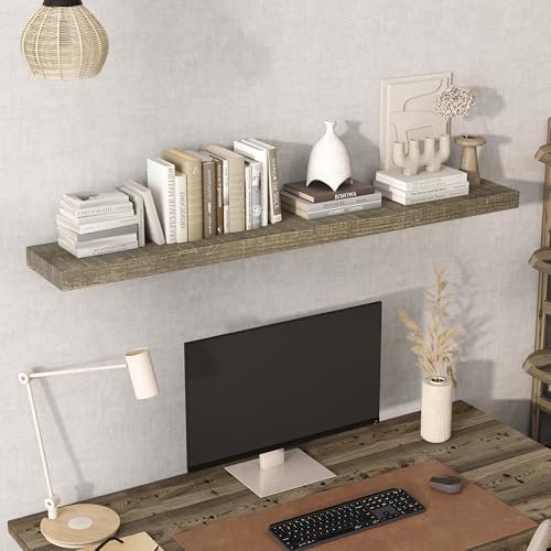 Acovy 55" Unfinished Solid Reclaimed Wood Floating Shelves, Rustic Heavy-Duty - Image 6