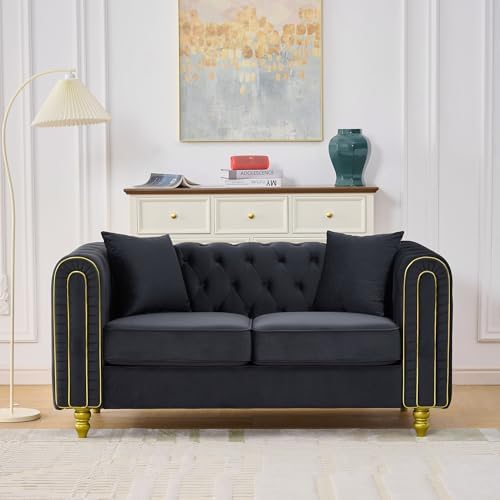 Velvet Chesterfield Sofa, Mid Century Modern Deep Seater Couch - Image 3