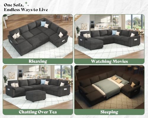 AMERLIFE 104" Sofa Bed, Sectional Sleeper Sofa - Image 3
