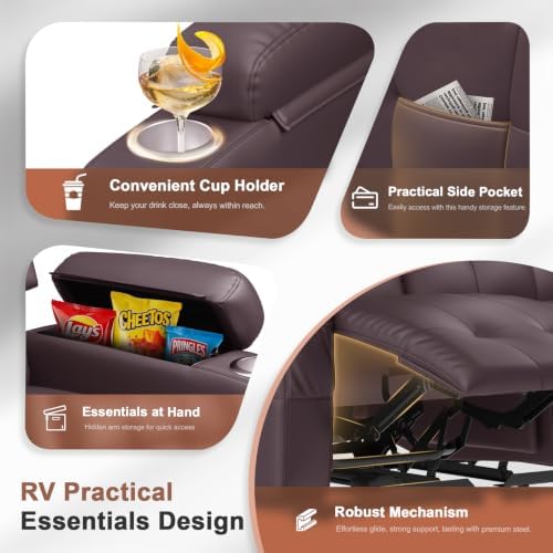 Reclining Loveseat Sofa, RV Loveseats Recliner Sofas Wall Hugger, Double - Image 5
