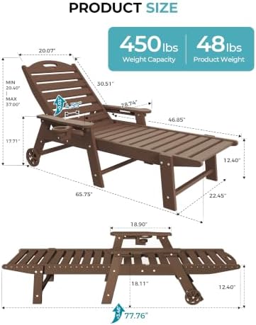 Ciokea Lounge Chair Outdoor Set of 6, Oversized Chaise Lounge Chair - Image 2