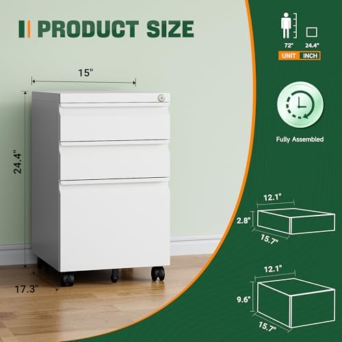 Letaya 3 Drawer Mobile File Cabinet - Image 2