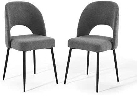 Modway Rouse Upholstered Fabric Side Black Charcoal - Image 3