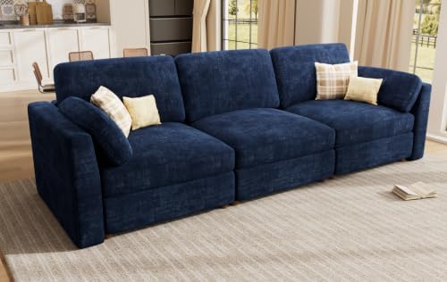 Oversized Modular Sectional Sofa 3-Seat Cloud Couches Blue - Image 4