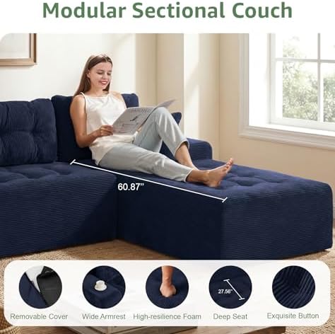 Hobestluk Boneless Couches Modular Sectional Sofa L-Shape Oversized Chaise - Image 5