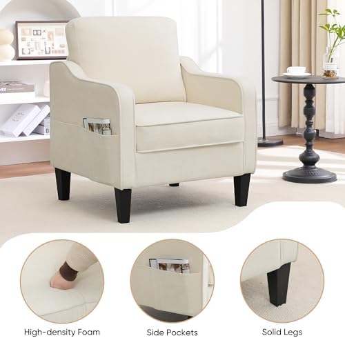 Accent Chairs Set of 2, Upholstered Living Room Chairs - Image 4