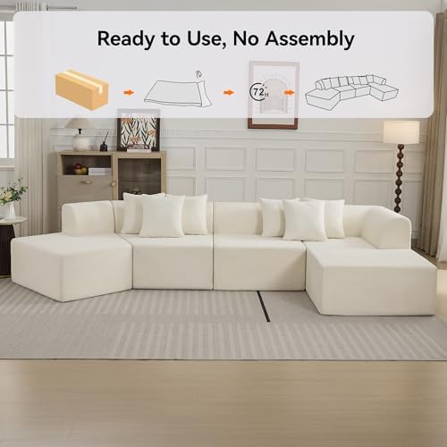 140''Oversized Cloud Velvet Curved Sectional Couch, Boneless Couch - Image 6