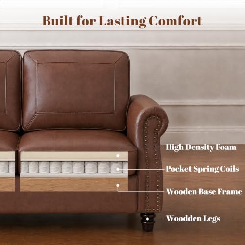 Kingfun Faux Leather 3 Seater Sofa - Image 6