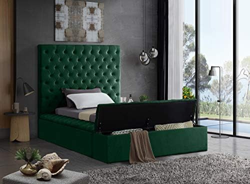 Meridian Furniture Bliss Collection Modern | Contemporary Velvet Upholstered Bed - Image 5