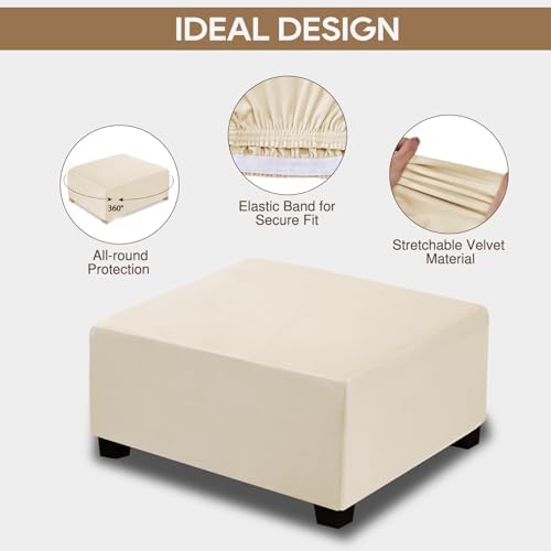 NeColorLife Velvet Square & Rectangular Ottoman Cover - Image 2