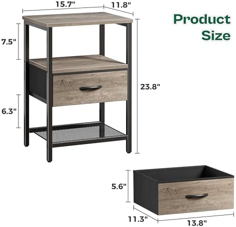 Huuger Nightstand Set of 2, Night Stand - Image 3