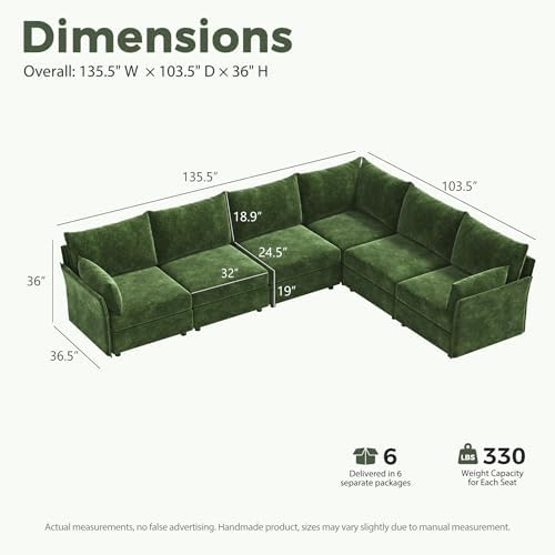 ABCASA 135.5" Oversized Modular Sectional Sofa, L Shaped Convertible Couch - Image 2