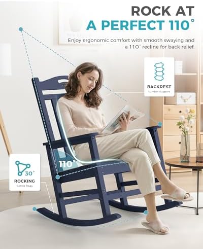 Ciokea Oversized Outdoor Rocking Chairs Set of 8, 380lbs Heavy-Duty Large Patio - Image 4