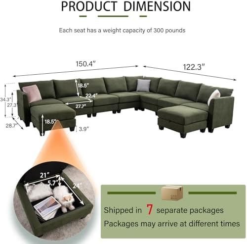 150.4" Large Sectional Couches for Living Room, Corner Couch - Image 2