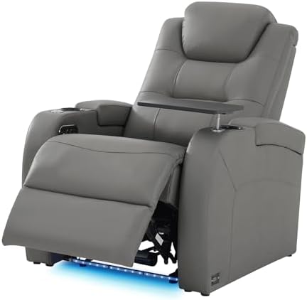 comfiroom Home Theater Seating, Top-Grain Leather Power Recliner Chair by comfiroom