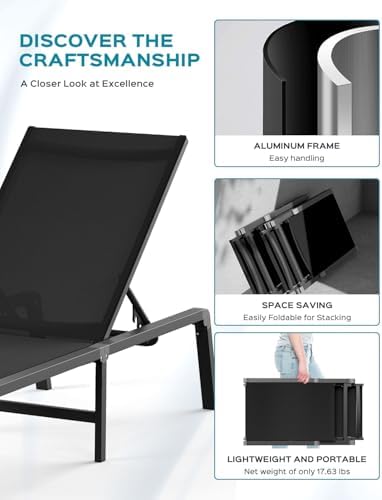 Ciokea Aluminum Foldable Lounge Chairs Set of 2 - Image 4