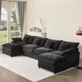 GOSUHI 142.5" U-Shaped Modular Cloud Couch, Deep Seat, Chenille Black by GOSUHI