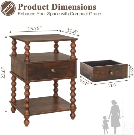 AWASEN Night Stand, Mid Century Nightstand - Image 2