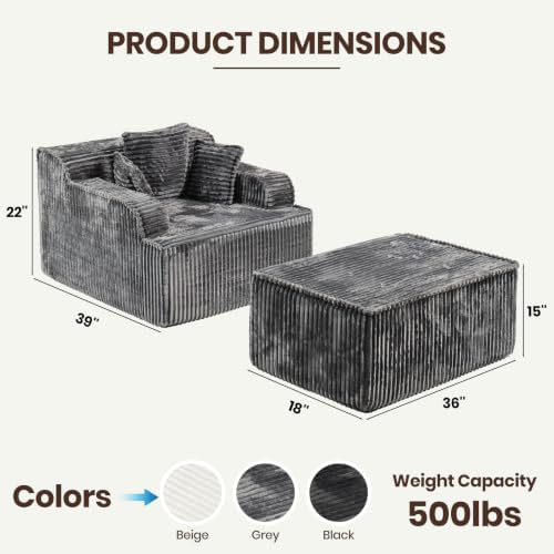 Corduroy Chaise Lounge Chair - Image 2