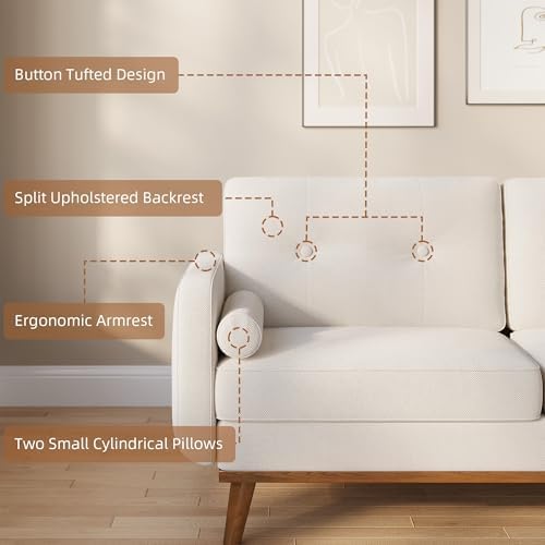 IDEALHOUSE 65" Mid Century Modern Couch Sofa Loveseat - Image 6