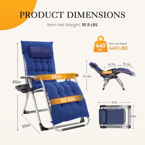 NEWBULIG Zero Gravity Chair, Folding Patio Recliner - Image 3