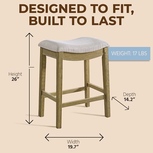 ROME + OAK Parker 26 Inch Counter Stool, Backless Saddle - Image 5