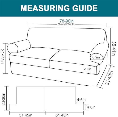 Turquoize T Cushion Sofa Slipcover 3 Piece Sofa Covers - Image 2