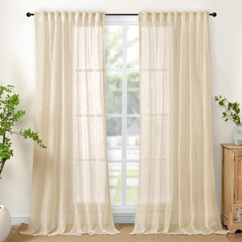 YoungsTex Natural Linen Curtains 90 Inch Length 2 Panels by YoungsTex