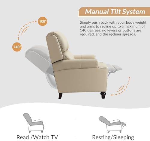 HULALA HOME Genuine Leather Recliner Chair Set of 2 - Image 3