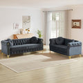 2 Pieces Mid Century Modern Chesterfield Sofa Set, Upholstered Button Tufted by JEEOHEY