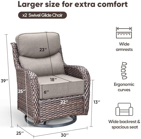 Swivel Patio Chairs sofa Set of 2 - Image 2