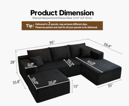 Settab 95" Boneless Couch Modular Sectional Sofa - Image 2