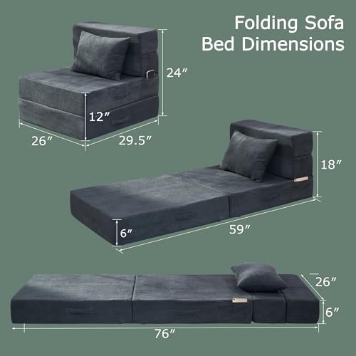 Folding Sofa Bed, Convertible Sleeper Chair Bed, Floor Sofa - Image 2
