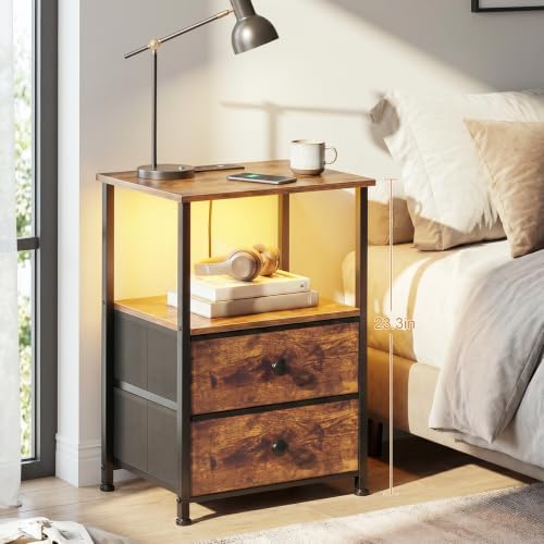 LOAKEKEL Nightstands Set of 2, LED Night Stand - Image 2