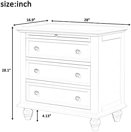 LUMISOL 27.6'' Nightstand with Pull Out Tray and 3 Drawers - Image 2