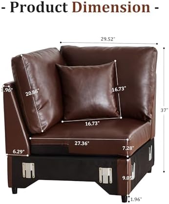ORRD Modern Faux Leather Corner Sofa Seat - Image 3