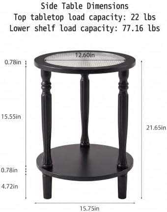 Matte Black Round 2‑Tier Mid‑Century Modern End Table - Image 2