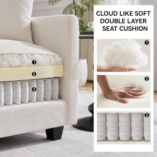 51'' Cloud Loveseat Couch with Ottoman, Love Seats Cloud Sofa with 2 Throw - Image 3