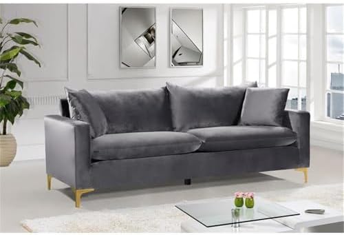 Meridian Furniture Naomi Collection Modern | Contemporary Grey Velvet - Image 2