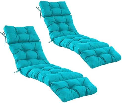 IASEAHK 2 Pcs Chaise Lounge Cushions Outdoor, Waterproof & Fade Resistant Patio by IASEAHK