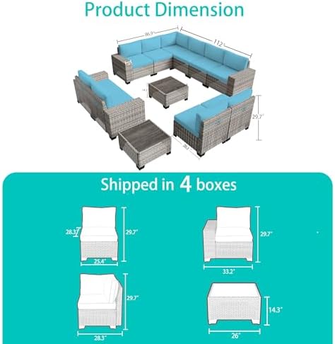 Outdoor Patio Furniture Set PE Wicker Rattan Outdoor Sectional Sofa - Image 6