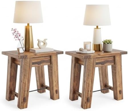 Alaterre Durango Rustic Industrial Solid Wood End Table/Nightstand Set of 2 by AlaterreFurniture