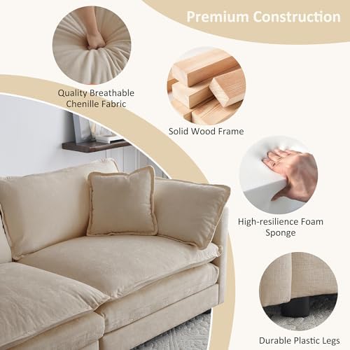 Tmsan 76.7" Loveseat Sofa 2 Seater Cloud Couch, Small Love Seat Sectional - Image 4