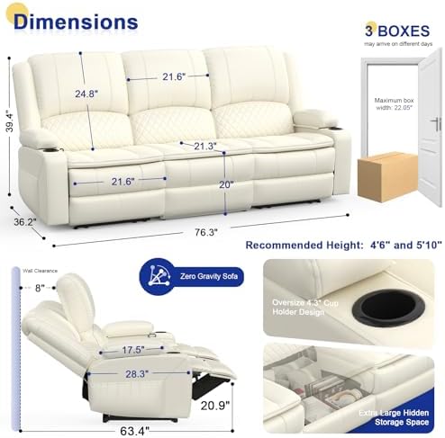 3 Seater Reclining Sofa, Recliner Sofa - Image 2