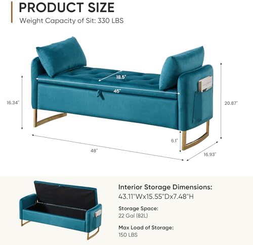 48" End of Bed Bench, Modern Storage Bench - Image 2