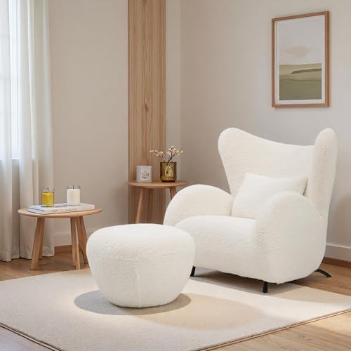 Oversized Teddy Chair and Ottoman Set, Upholstered, - Image 6
