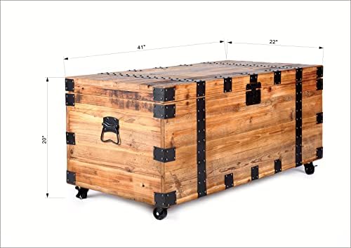 NewCosmos 41" Reclaimed Fir Wood Storage Trunk Coffee Table - Image 5