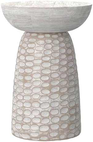 SIMPLIHOME Boyd 13" Wide Solid Wood Round End Table in White Wash - Image 5