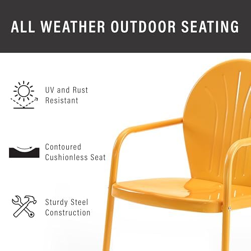 Crosley Furniture Griffith Retro Metal Outdoor Chair - Image 5