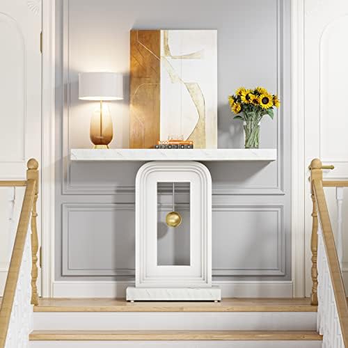 Tribesigns Modern Console Table, 40 Inches Faux Marble Sofa Table, Contemporary - Image 5